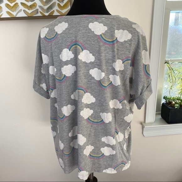 ASOS rainbow cloud print cap sleeve top size Medium - Picture 2 of 8